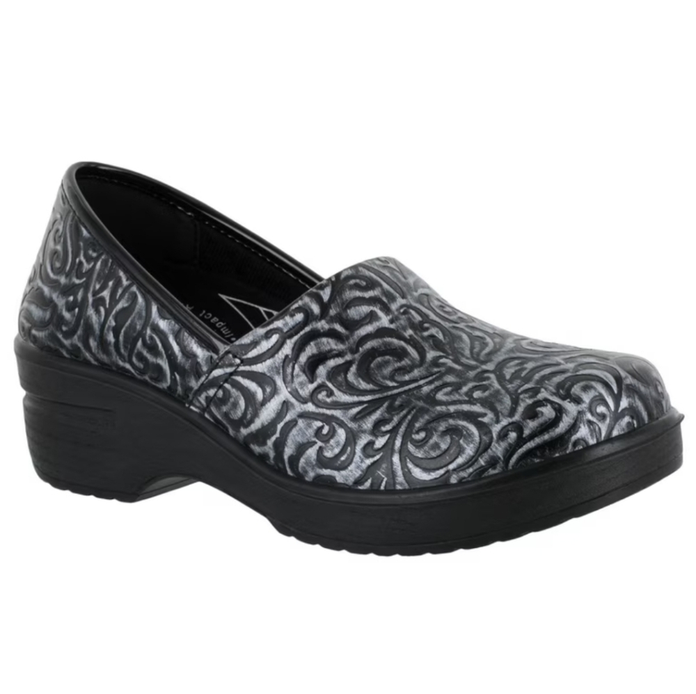 Size 12 Easy Street Works Laurie Silver Clog Work shoes womens slip resistant
